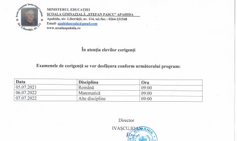 În atenția elevilor corigenți