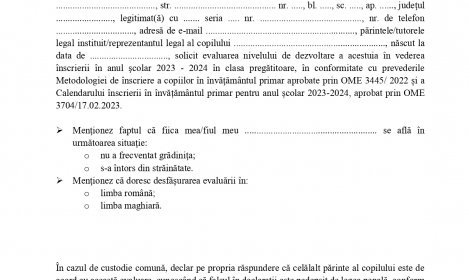 Anunț eliberare recomandări clasa pregătitoare 2023-2024